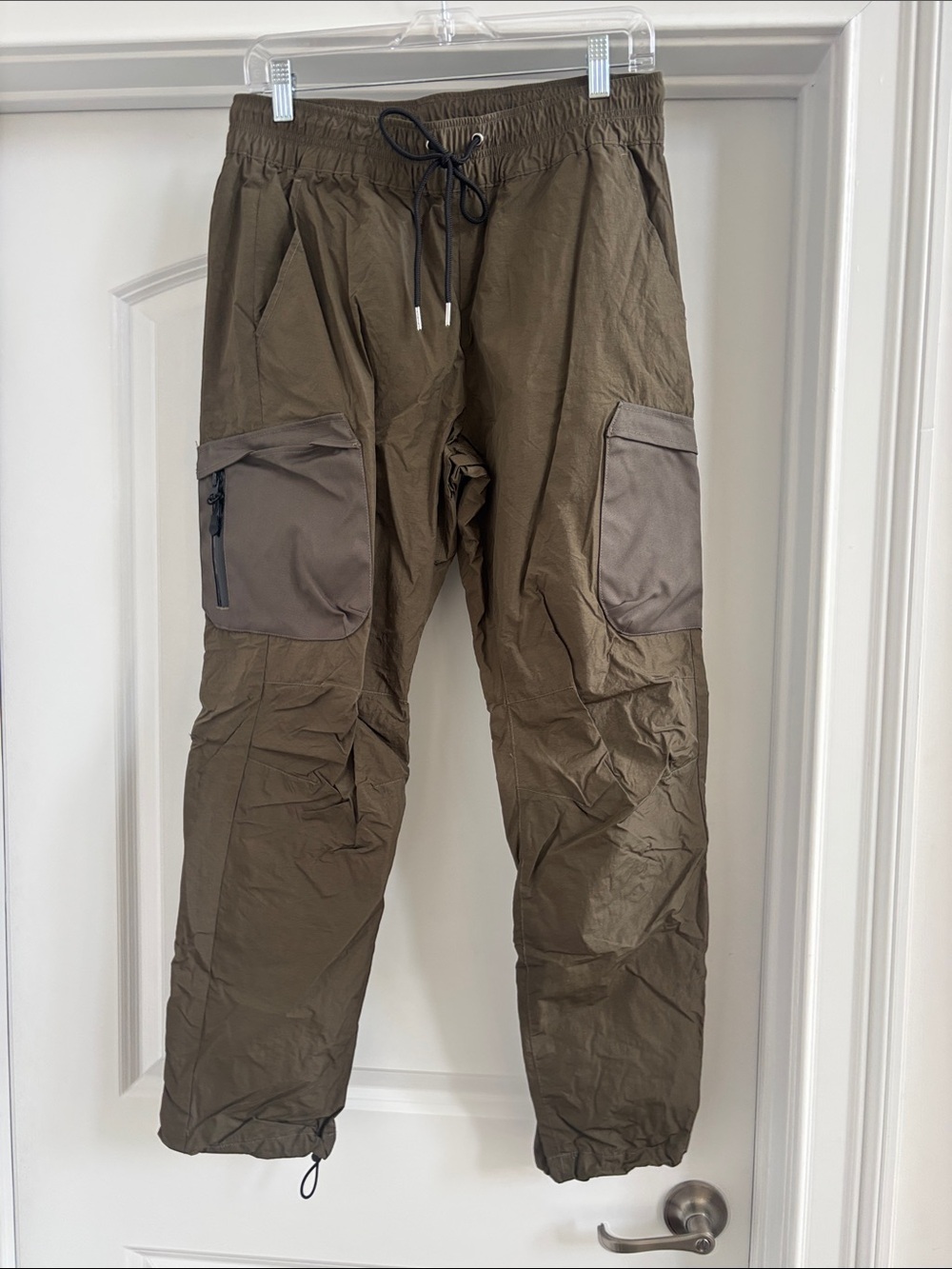 John Elliott Olive Green Cargo Joggers with Dark Pocket Panels